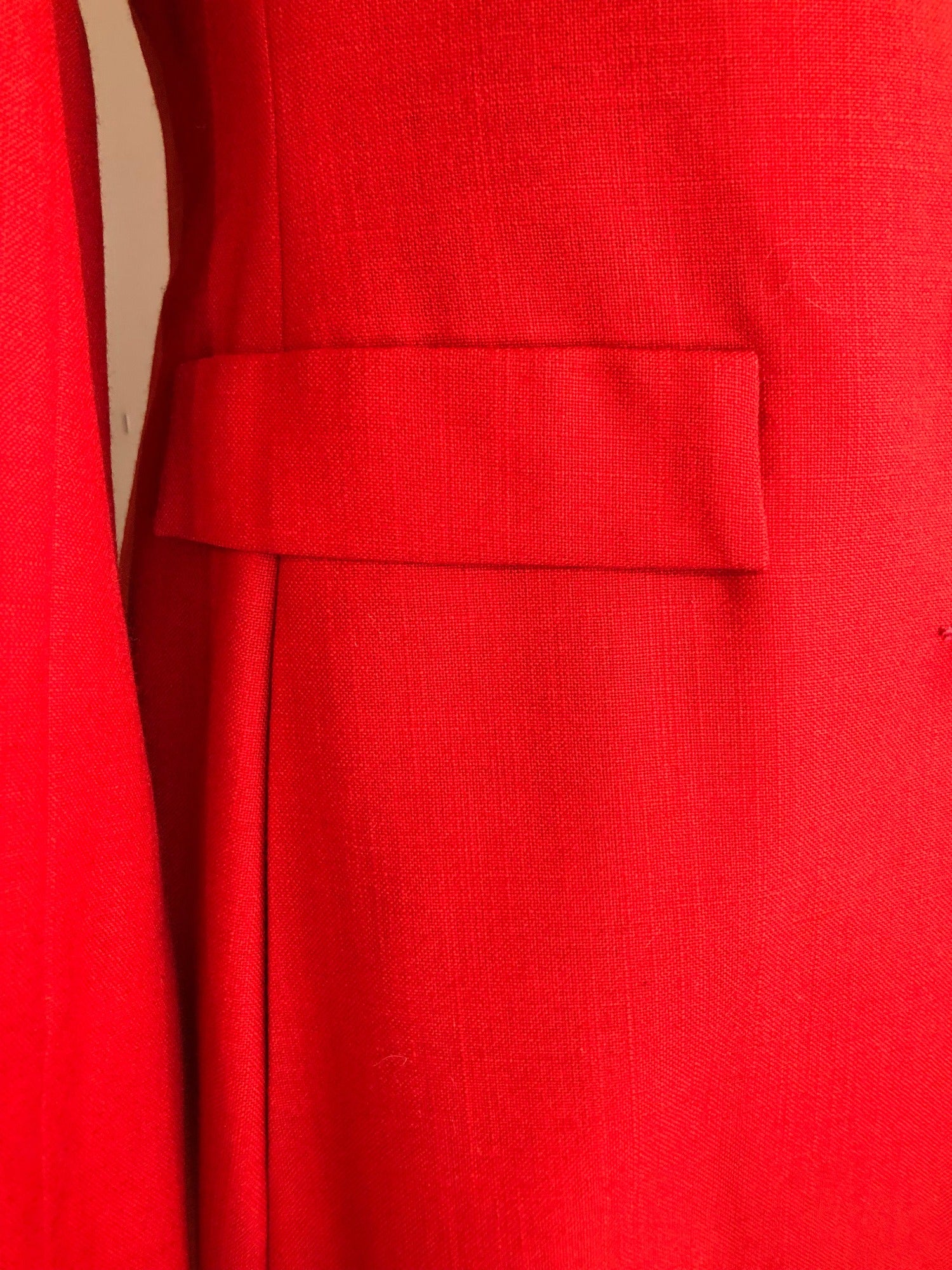 womens  vintage  Urban Village Vintage  urban village  Red  pockets  made in england  long sleeves  long sleeve  long length coat  long length  long coat  Julius London  Jacket  collared  70s  1970s  10