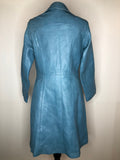 womens jacket  womens coat  womens  vintage  Urban Village Vintage  urban village  pockets  Leather Jacket  Leather  Jacket  button  blue  70s  70  1970s  12