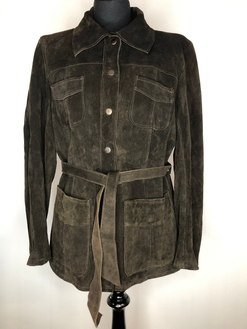 womens  western  waist tie belt  vintage  Urban Village Vintage  tie belt  Suede Jacket  Suede  shirt  Jacket  dagger collar  brown  70s  1970s  12