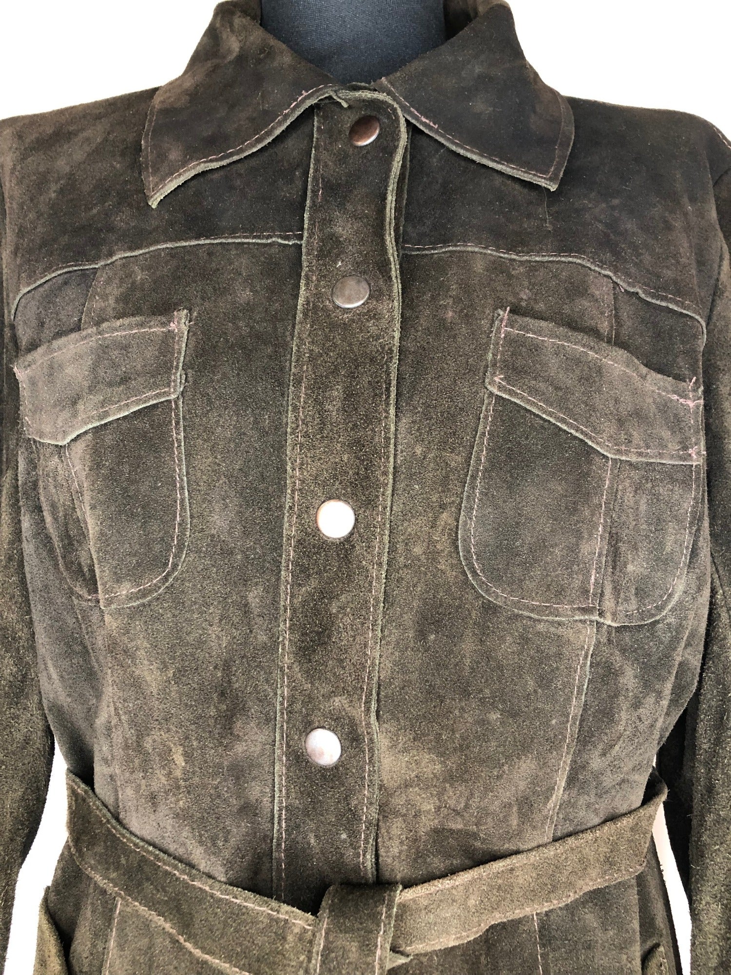 womens  western  waist tie belt  vintage  Urban Village Vintage  tie belt  Suede Jacket  Suede  shirt  Jacket  dagger collar  brown  70s  1970s  12