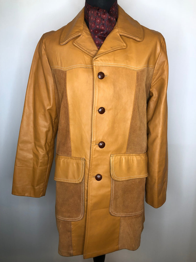 vintage  Urban Village Vintage  urban village  unique  Rounded collar  pockets  Pioneer Wear  mens  M  long sleeve  Leather Jacket  Leather Coat  Leather  Jacket  detail  collar  autumnal  autumn  60s  60  1960s  1960