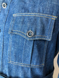 vintage  Urban Village Vintage  urban village  Shirt  shacket  rappers  press stud  mens  medium  m  Jacket  Huggers  denim style  denim shirt  denim  button fastening  blue  belted  70s  1970s