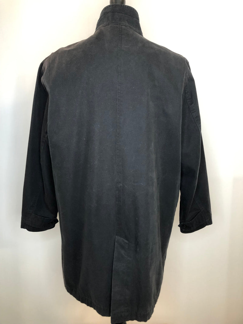 Winter Jacket  Winter Coat  vintage  Urban Village Vintage  urban village  retro  Mens Mac  Mens jacket  mens coat  mens  M  long sleeve  long length coat  long coat  Jacket  Fred Perry  embroidered logo  button down  Black Jacket  black
