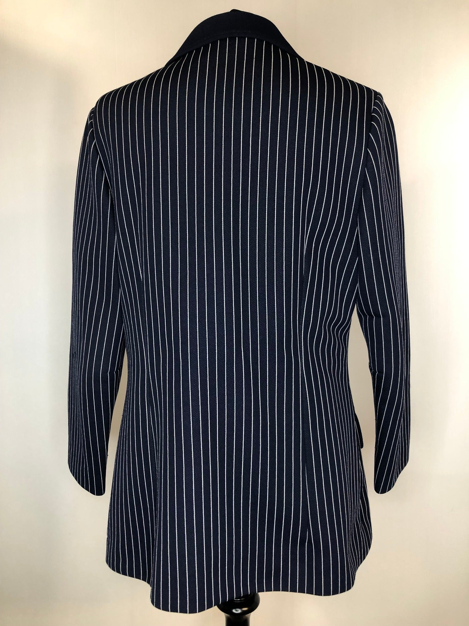 wool  womens jacket  womens  vintage  Urban Village Vintage  urban village  two button  striped blazer jacket  pure wool  pockets  long sleeve  jacket  check  button  blue  blazer jacket  Blazer  70s  1970s  16