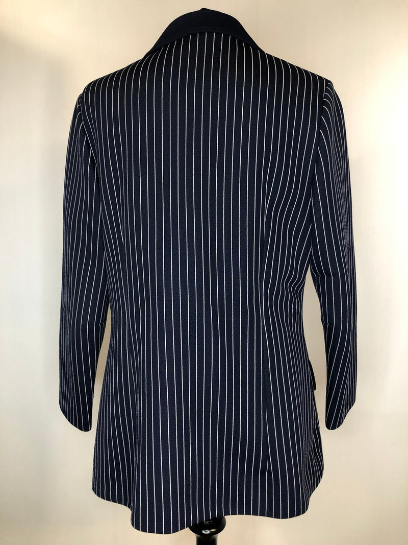 wool  womens jacket  womens  vintage  Urban Village Vintage  urban village  two button  striped blazer jacket  pure wool  pockets  long sleeve  jacket  check  button  blue  blazer jacket  Blazer  70s  1970s  16