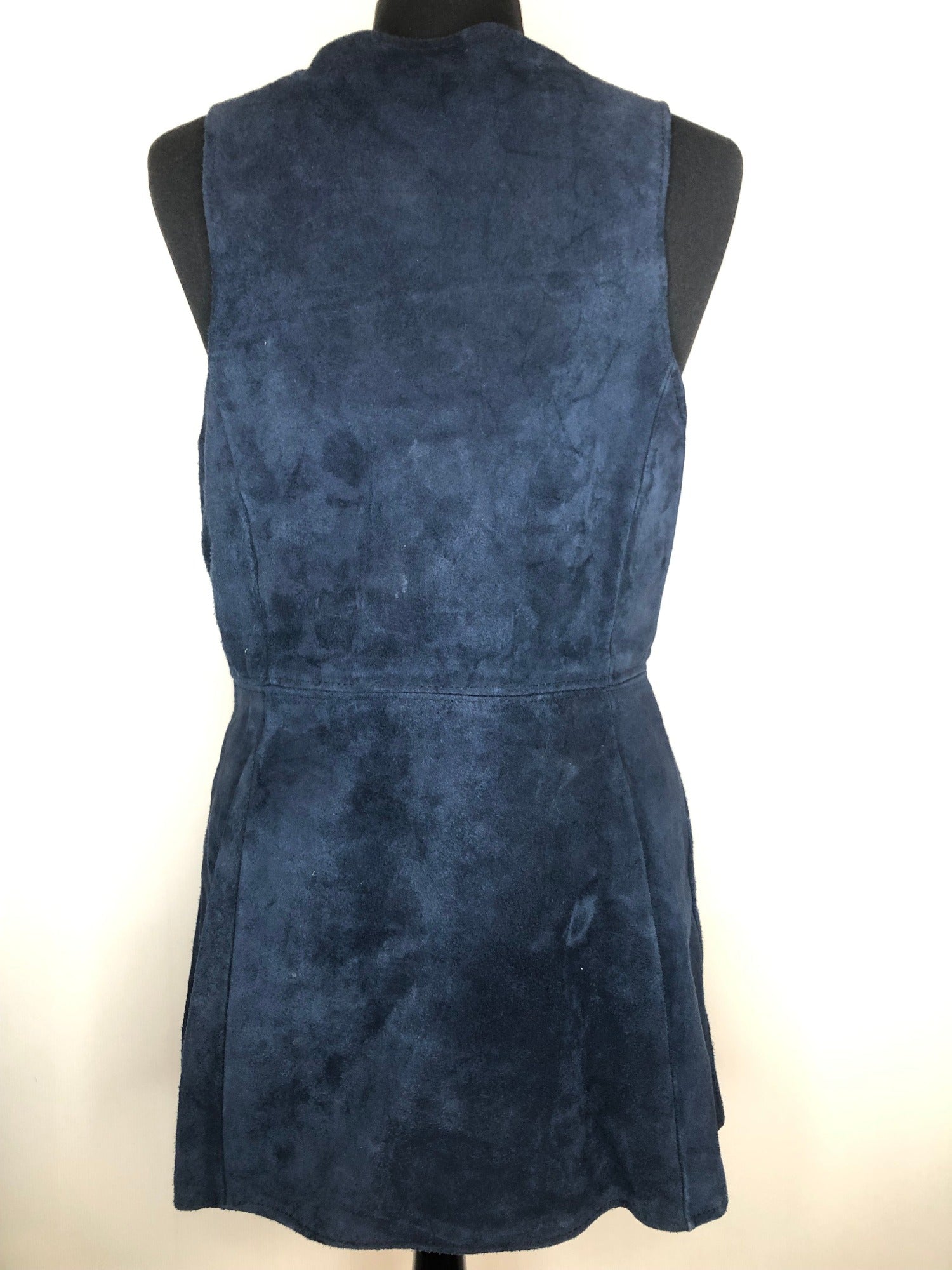 zip fastening  womens  waistcoat  vintage  Urban Village Vintage  urban village  Suede Jacket  Suede  sleevless  retro  Leather  Jacket  Blue  70s  1970s  10