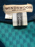 womens  windsmoor  vintage  v-neck  tunic top  tunic  top  Polka Dot  patterned  green  decorative pockets  70s  1970s  14