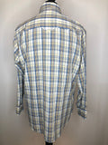 vintage  Urban Village Vintage  urban village  Shirt  retro  Mens Shirts  mens  long sleeves  Long sleeved top  long sleeve  L  Glug  dagger collar  dagger  cream  check  button  blue  70s  1970s