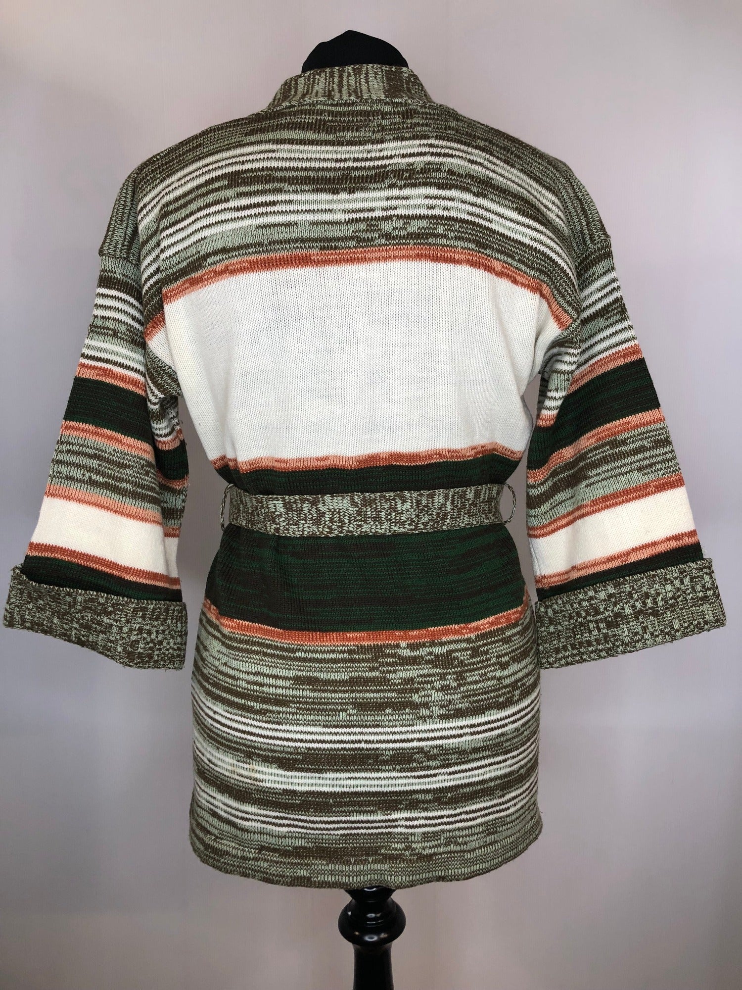 womens  vintage  Urban Village Vintage  urban village  space dye  retro  pockets  knitwear  knitted  knit  creamred baron  cardigan  cardi  boho  belted  belt  bell sleeve  70s  1970s  12