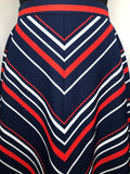 womens  white  waist belt  vintage  Urban Village Vintage  urban village  summer  St Michael  Skirts  skirt  retro  red  press stud fastening  navy  MOD  Chevron Stripes  blue  a-line  8  70s  70  1970s