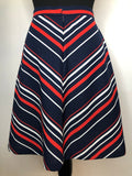 womens  white  waist belt  vintage  Urban Village Vintage  urban village  summer  St Michael  Skirts  skirt  retro  red  press stud fastening  navy  MOD  Chevron Stripes  blue  a-line  8  70s  70  1970s
