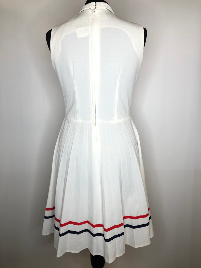 womens  vintage  Urban Village Vintage  urban village  tennis dress  tennis  stripes  straps  sheer  retro  pussy bow  nautical  long sleeve  dress  Devonshire Lady  back zip  70s  1970s  10