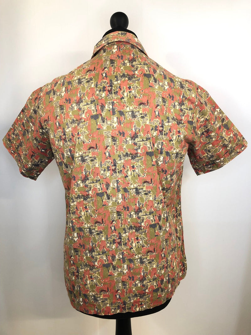 zip  vintage  Urban Village Vintage  urban village  urban  summer  retro  print  pink  mens  L  Green  collar  70s  70  1970s