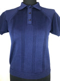 1960s Deadstock Knitted Polo Top - Size UK 10