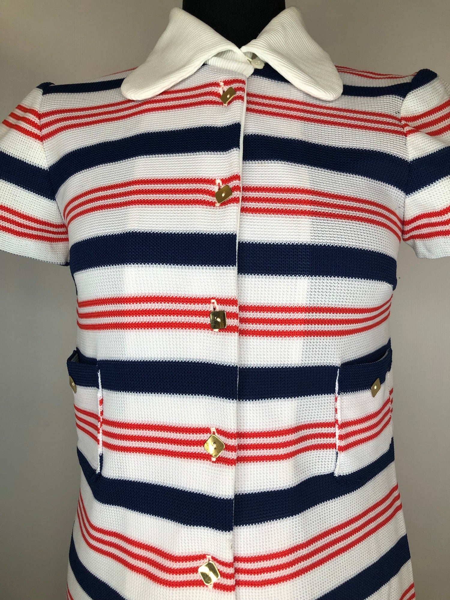 zip back  womens  white  vintage  Urban Village Vintage  stripes  striped dress  striped  scooter dress  scooter  Red  MOD  Blue  60s  1960s  10