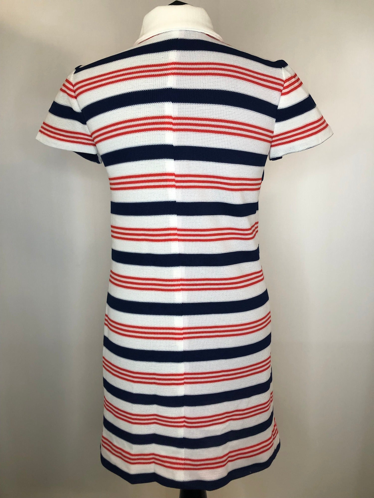 zip back  womens  white  vintage  Urban Village Vintage  stripes  striped dress  striped  scooter dress  scooter  Red  MOD  Blue  60s  1960s  10