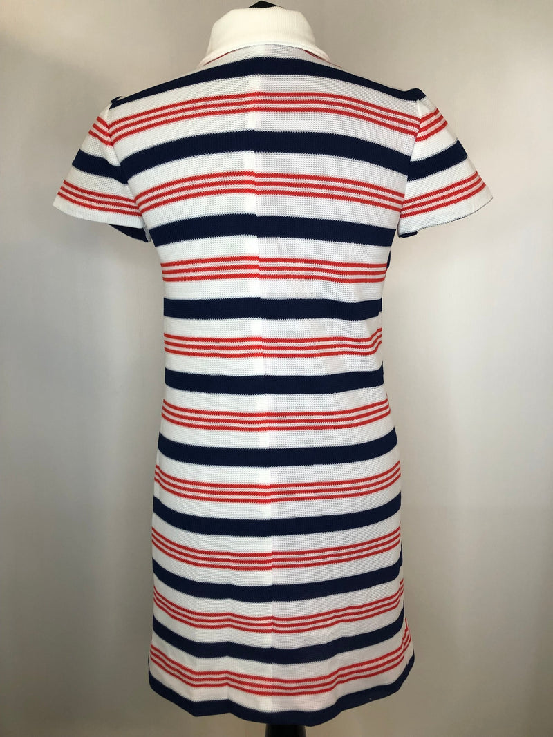 zip back  womens  white  vintage  Urban Village Vintage  stripes  striped dress  striped  scooter dress  scooter  Red  MOD  Blue  60s  1960s  10