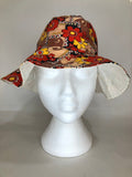 womens  vintage  velvet ribbon  Urban Village Vintage  urban village  S  retro  Orange  MOD  hat  floral print  dress  bucket hat  brown  70s  1970s