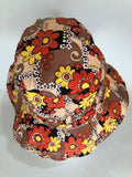 womens  vintage  velvet ribbon  Urban Village Vintage  urban village  S  retro  Orange  MOD  hat  floral print  dress  bucket hat  brown  70s  1970s