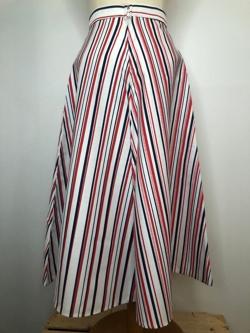 womens  white  vintage  Urban Village Vintage  urban village  Stripes  Skirts  skirt  Red  Blue  a line  70s  6  1970s