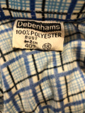 womens shirt  womens  vintage  Urban Village Vintage  urban village  summer blouse  Shirt  long sleeve  Debenhams  dagger collar  collared  collar  checked  check  button front  button  blue  blouse  big collar  70s  1970s  16