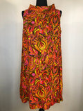 1960s Psychedelic Print Roll Neck Shift Dress - Size UK 16