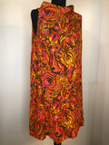womens  vintage  summer dress  summer  stitch detail  sleevless  roll neck  retro  polyester  pink  Orange  multi  dress  back zip  60s  1960s