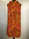 womens  vintage  summer dress  summer  stitch detail  sleevless  roll neck  retro  polyester  pink  Orange  multi  dress  back zip  60s  1960s