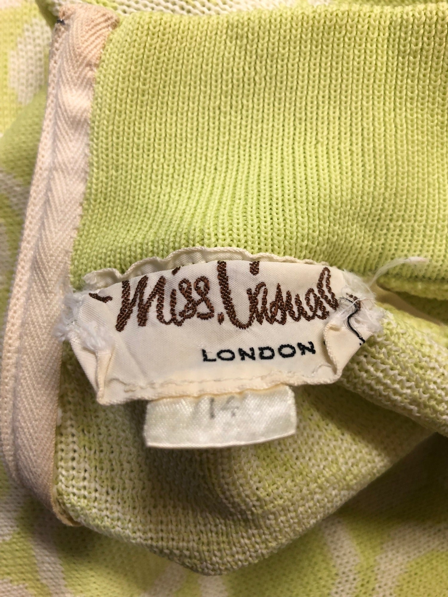 womens  vintage  Urban Village Vintage  urban village  summer  sleeve  multi  MOD  Miss Casual  knit dress  green  floral dress  dress  60s  1960s  14