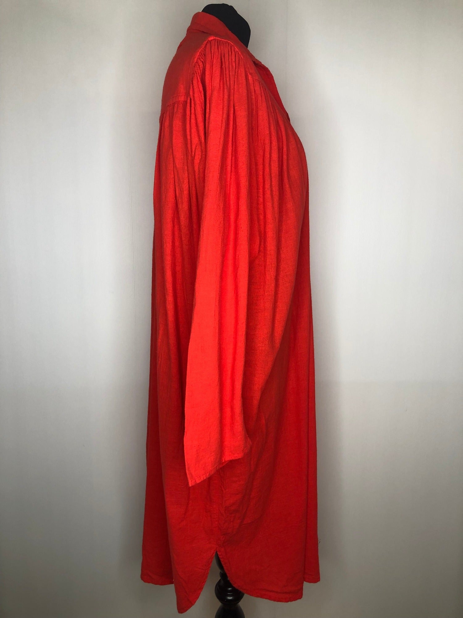 womens  vintage  v-neck dress  Urban Village Vintage  urban village  slip on  retro  Red  pleat detailing  New Hero  Native American Cotton  dress  collar  70s  1970s  16