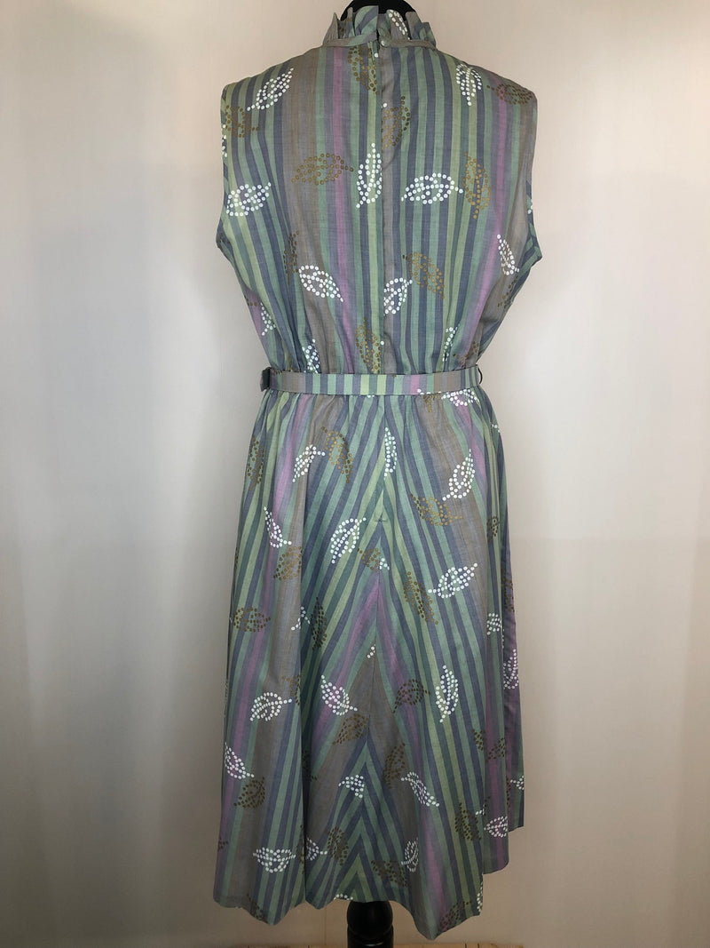 zip back  zip  womens  waist belt  vintage  Urban Village Vintage  urban village  Stripes  retro  purple  print  multi  green  dress  check  Blue  back zip  70s  1970s  14