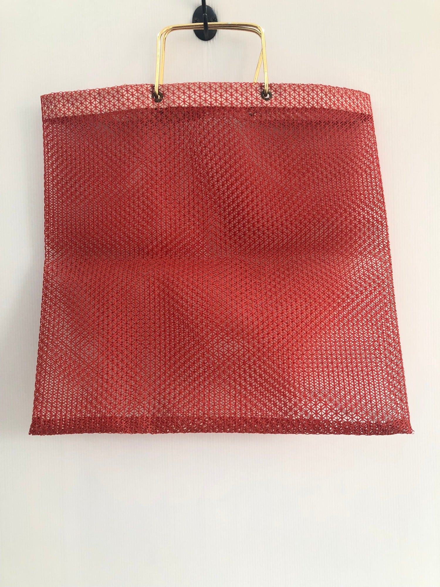 womens bag  womens  vintage  Urban Village Vintage  shopper bag  red  One Size  nylon  net style  handbag  bag  accessories  70s style  70  1970s