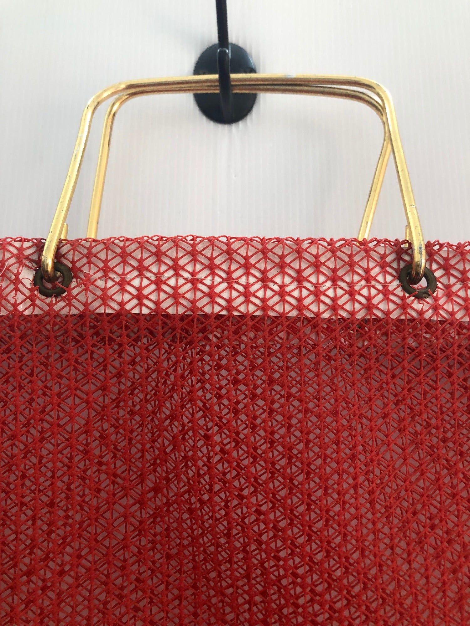 womens bag  womens  vintage  Urban Village Vintage  shopper bag  red  One Size  nylon  net style  handbag  bag  accessories  70s style  70  1970s