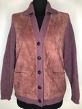 womens  waistcoat  vintage  Urban Village Vintage  urban village  suede  stitch detail  sleeves  purple  pockets  lined  knitted  Glenhusky of Scotland  fully lined  cardigan  button  70s  1970s  12
