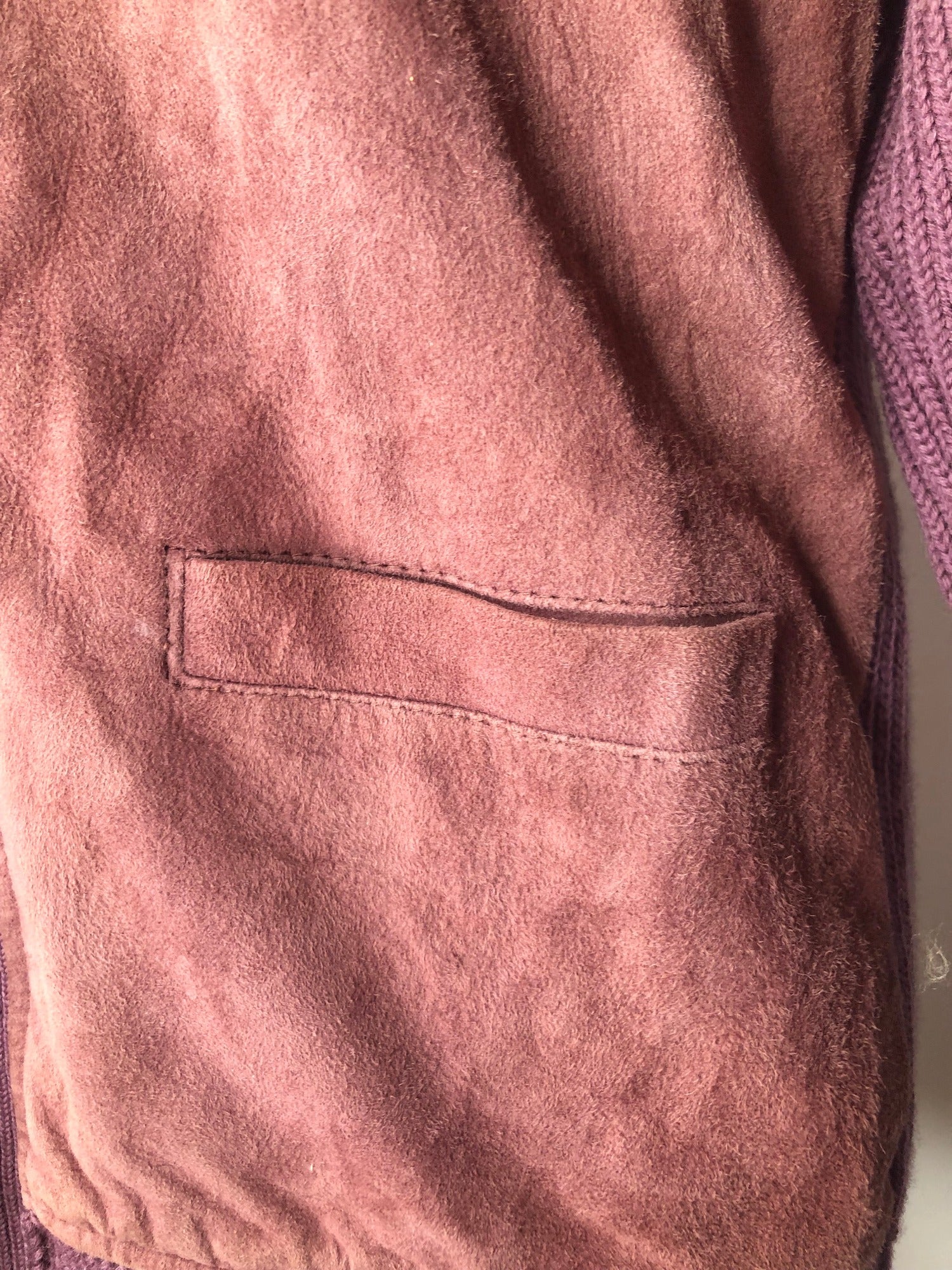 womens  waistcoat  vintage  Urban Village Vintage  urban village  suede  stitch detail  sleeves  purple  pockets  lined  knitted  Glenhusky of Scotland  fully lined  cardigan  button  70s  1970s  12