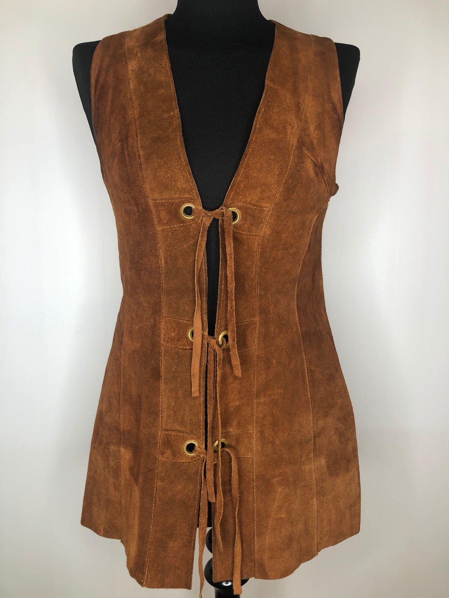 womens jacket  womens coat  womens  waistcoat  vintage  vest  Urban Village Vintage  tunic  summer  Suede Jacket  Suede  Jacket  hippie  festival  dark brown  brown  boho  bohemian  60s  1960s  10