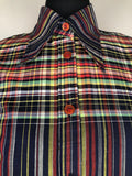 womens shirt  womens  vintage  Urban Village Vintage  urban village  top  stripes  Shirt  retro  patterned  multi  dagger collar  dagger  collar  blue  blouse  70s  70  1970s