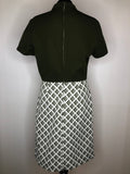 womens  white  vintage  Urban Village Vintage  two piece  set  patterned  mod  matching set  jacket  green  dress  60s  1960s  14