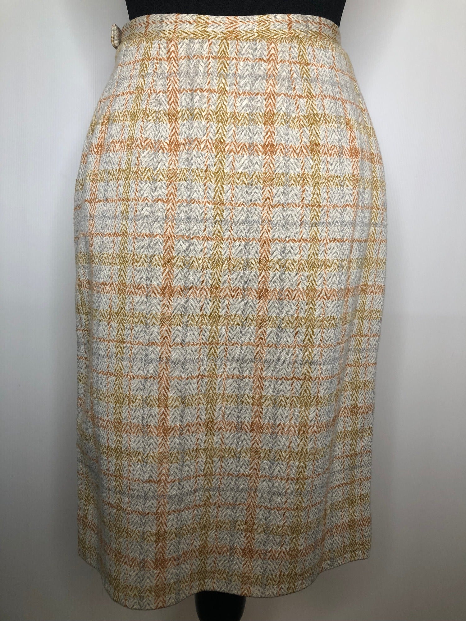 womens jacket  womens coat  womens  vintage  Urban Village Vintage  urban village  Skirts  skirt  Saint Joseph  pockets  pencil skirt  MOD  Jacket  grey  faux leather trim  decorative pocket  check  brown  blazer jacket  Blazer  60s  1960s  10