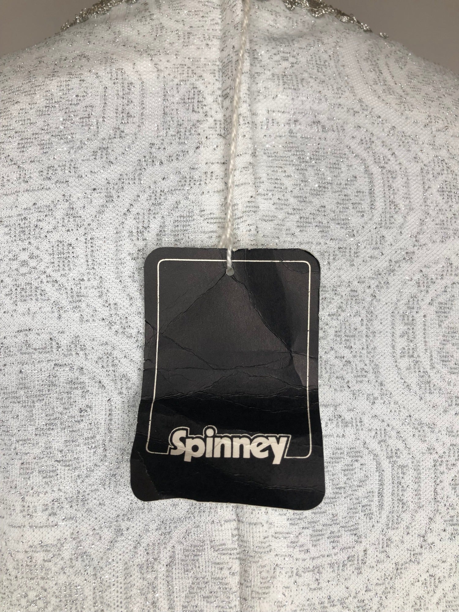 16  womens  white  vintage  Urban Village Vintage  tight fit  Spinney  silver  retro  MOD  metallic  lurex  dress  deadstock  60s  1960s