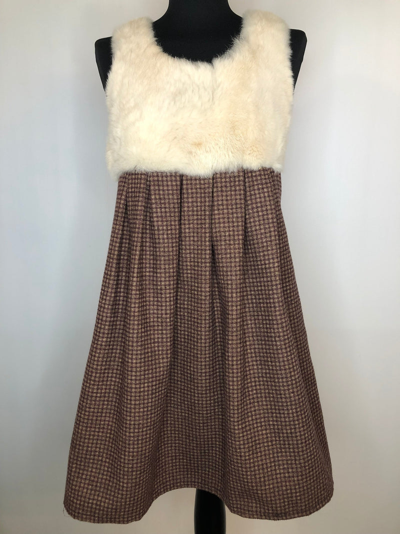 zip  womens  vintage  Urban Village Vintage  urban village  summer dress  summer  sleeveless  retro  MOD  midi dress  dress  Coney Fur  check  brown  back zip  autumnal  autumn dress  autumn  A-Line  70s  1970s  10