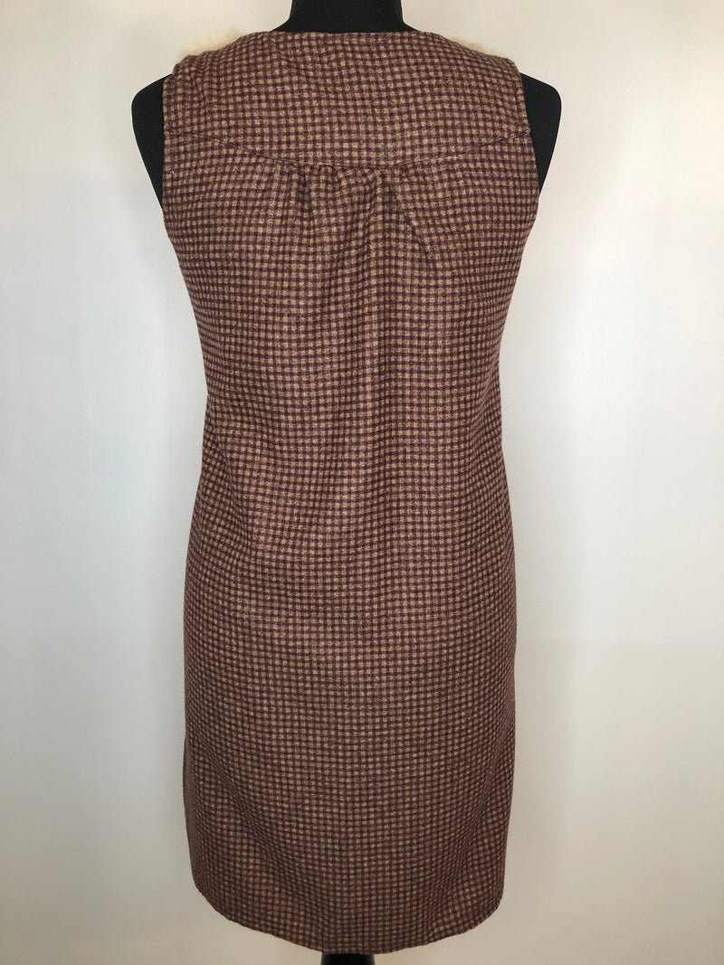 zip  womens  vintage  Urban Village Vintage  urban village  summer dress  summer  sleeveless  retro  MOD  midi dress  dress  Coney Fur  check  brown  back zip  autumnal  autumn dress  autumn  A-Line  70s  1970s  10