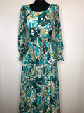 1970s Circle Print Maxi Dress by Tina Warren - Size UK 10