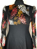 womens  vintage  multi  MOD  mii dress  knee length dress  high neck  dress  black  60s  1960s  10
