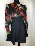 womens  vintage  multi  MOD  mii dress  knee length dress  high neck  dress  black  60s  1960s  10