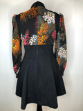 womens  vintage  multi  MOD  mii dress  knee length dress  high neck  dress  black  60s  1960s  10