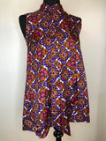 womens  vintage  top  sleeveless  retro  pussy bow  print top  Pink  multi  MOD  high neck  floral print  ethnic print  ethnic  dress  Clive Rodney  brown  Blue  60s  6  1960s