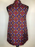 womens  vintage  top  sleeveless  retro  pussy bow  print top  Pink  multi  MOD  high neck  floral print  ethnic print  ethnic  dress  Clive Rodney  brown  Blue  60s  6  1960s