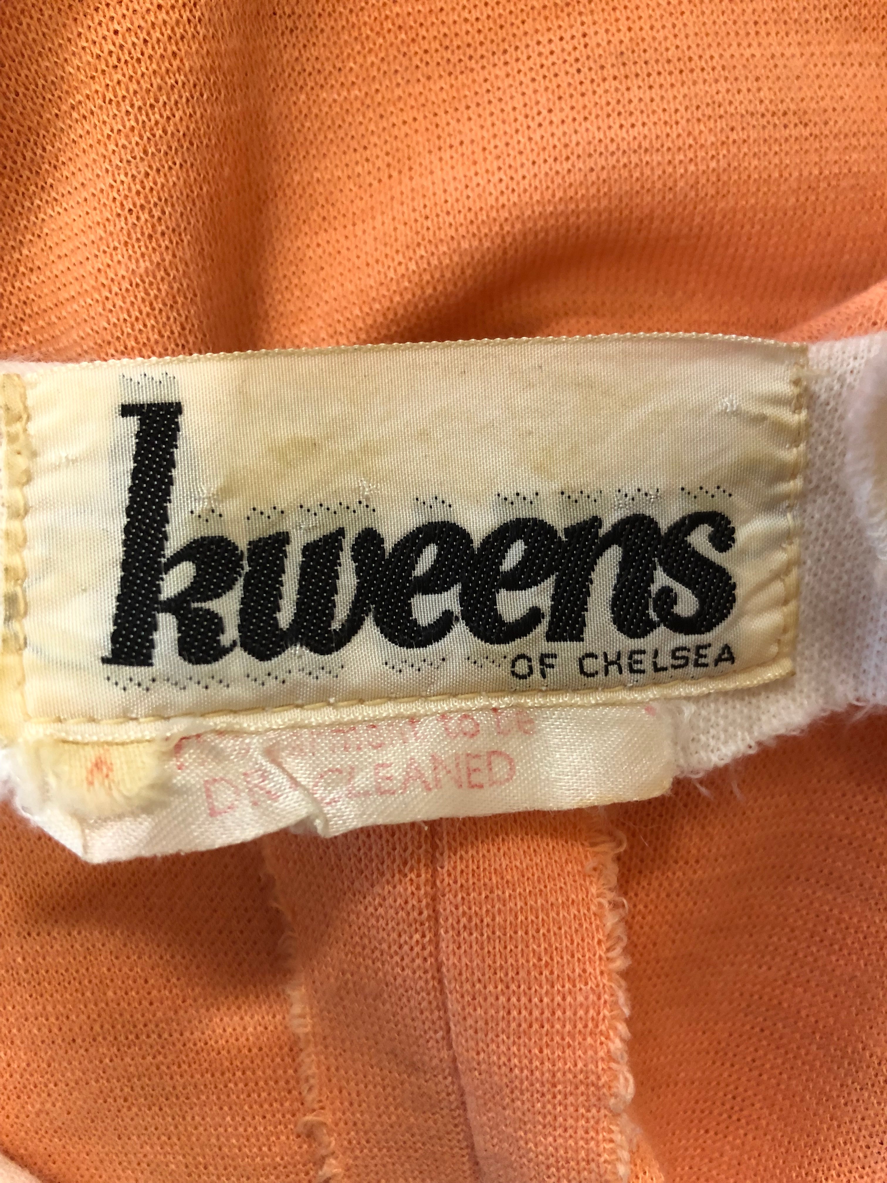 1960s Short Sleeve Collared Peach Mini Dress - Size UK 10