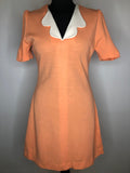 womens  vintage  v-neck design  summer dress  slip on design  rounded collar  retro  peach  orange  MOD  Kweens of Chelsea  dress  60s  1960s  10